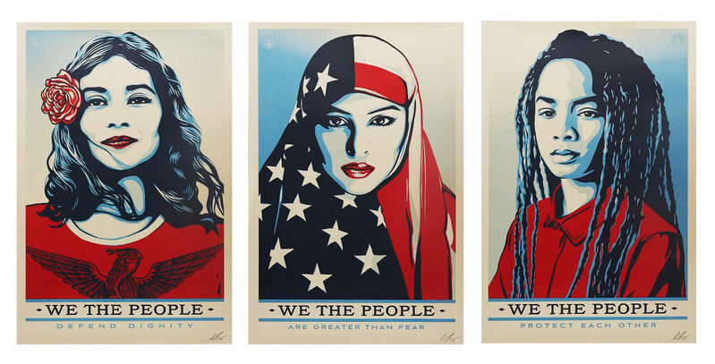 Shepard Fairey, ‘We The People - Are Greater Than Fear (SIGNED)’, 2017, Print, Offset lithograph, EHC Fine Art Gallery Auction