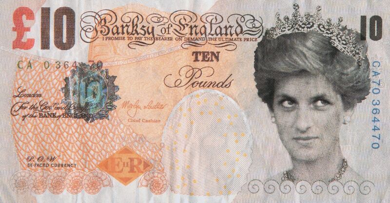 Banksy, ‘Di-Faced Tenner, 10GBP Note’, 2005, Ephemera or Merchandise, Offset lithograph in colors on paper, Heritage Auctions
