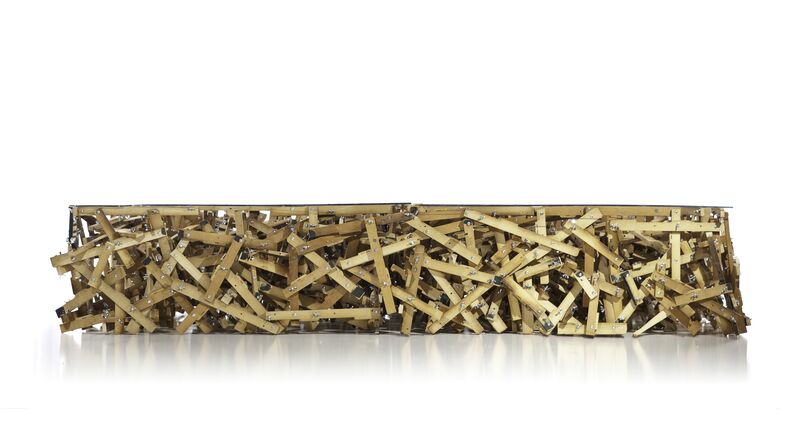 Benjamin Rollins Caldwell, ‘Wingin’ It Twin Size Bed’, 2013, Design/Decorative Art, Repurposed Piano Wood, Wing Nuts, Bolts, Lexan
