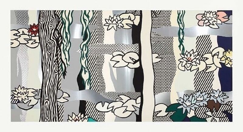 Roy Lichtenstein, ‘Water Lilies with Willows’, 1992, Print, Screenprint enamel on processed and swirled stainless steel, David Benrimon Fine Art