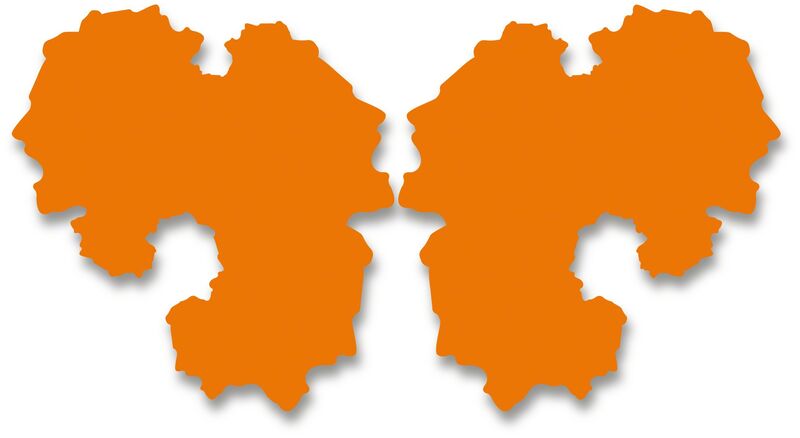 Paul Hosking, ‘Rorschach Portrait (orange-2 parts)’, 2012, Mixed Media, Coloured mirrored acrylic, Michael Fuchs Galerie