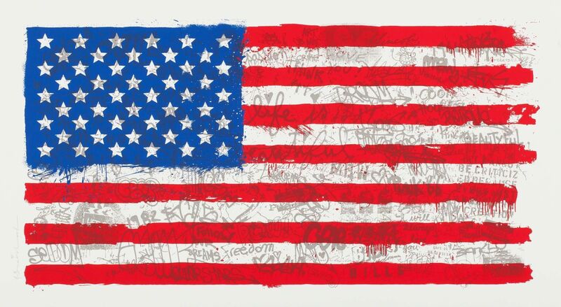 Mr. Brainwash, ‘American Flag’, 2016, Print, Screenprint in colors on hand torn paper, Heritage Auctions