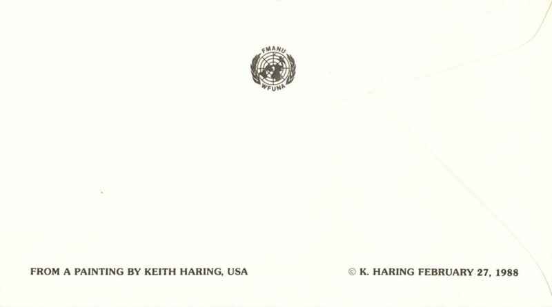 Keith Haring, ‘International Volunteer Day (Journee Internationale Des Voluntaires) Hand Signed & Dated First Day Cover’, 1988, Ephemera or Merchandise, Hand Signed and Dated Vintage First Day Cover, Alpha 137 Gallery Gallery Auction