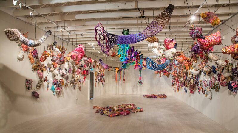 The GedAze Project, ‘Passage’, 2018, Installation, Yarn, repurposed fabric, found, personal and fabricated objects, Singapore Art Museum (SAM)