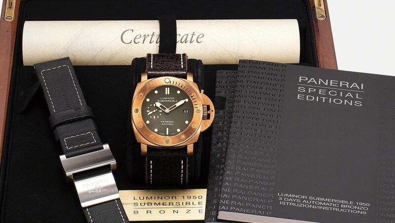 Panerai, ‘A fine and rare oversized limited edition bronze diver’s wristwatch with date, 3-day power reserve, certificate and fitted presentation box, numbered 129 of a limited edition of 1000 pieces.’, 2011, Fashion Design and Wearable Art, Bronze, titanium case back, Phillips