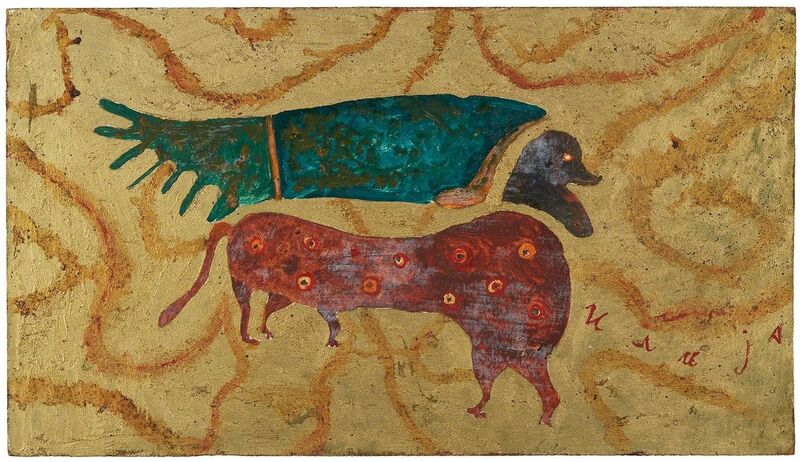 Ilija (Bosilj) Basicevic, ‘From the Apocalypse: Animal with Human Head’, 1965, Painting, Oil on board, Cavin-Morris Gallery