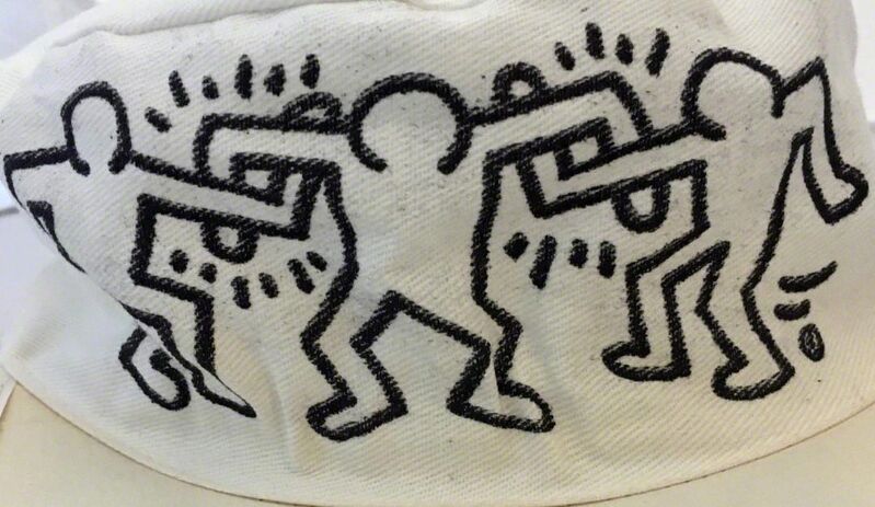 Keith Haring, ‘Keith Haring World Tour (hat)’, 1984, Ephemera or Merchandise, Embroidered stitching on white painter's style cap, Lot 180