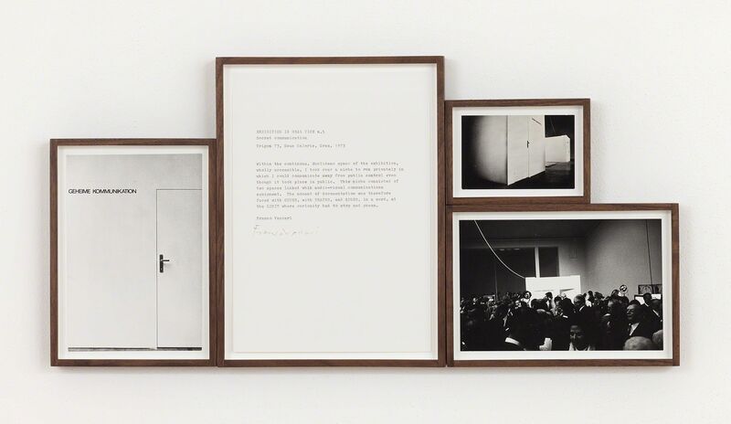 Franco Vaccari, ‘Esposizione in Tempo Reale n.5, Comunicazione segreta’, 1974, Photography, Typewritten text and 3 vintage photographs, P420