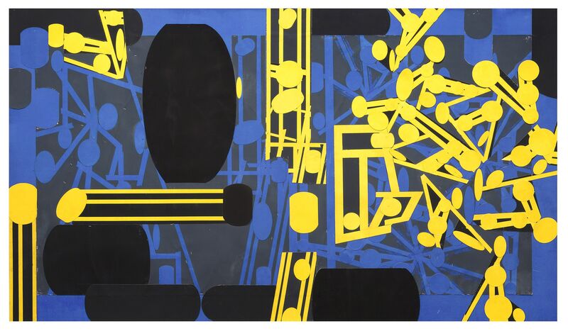Barry Le Va, ‘Sculptured Activity: Standard Dilemma ’, 1985, Drawing, Collage or other Work on Paper, Ink on paper, cut and glued to ink on paper and mounted on canvas, David Nolan Gallery