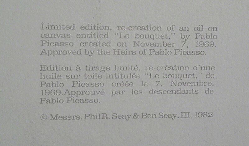 Pablo Picasso, ‘LE BOUQUET’, 1979-1982, Reproduction, LITHOGRAPH ON ARCHES PAPER, Gallery Art