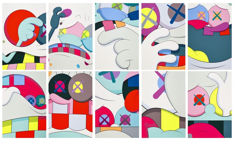 KAWS, ‘Blame Game’, 2014, Print, The complete set of ten color screenprints on Saunders Waterford High White paper, with the title page and original cloth-covered portfolio case with embossed artist’s name and title, Upsilon Gallery