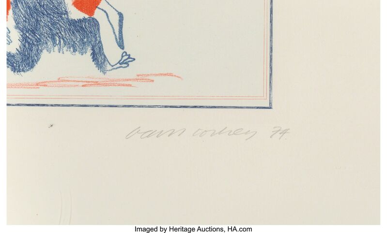 David Hockney, ‘Geography Book (Félicité's Only View From Abroad): Illustration for "A Simple Heart" of Gustave Flaubert’, 1974, Print, Etching and aquatint in colors, on Arches paper, Heritage Auctions