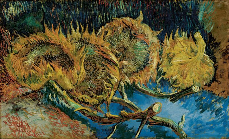 Vincent van Gogh, ‘Four sunflowers gone to seed’, August -October 1887, Painting, Oil on canvas, Kröller-Müller Museum
