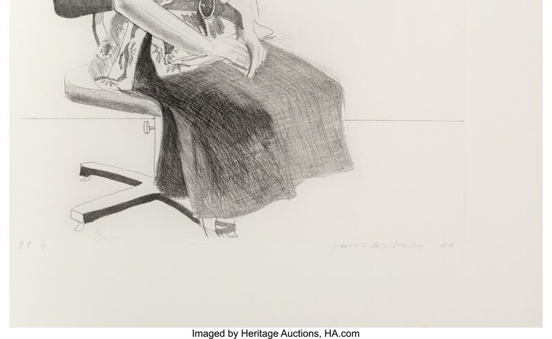 David Hockney, ‘Celia Seated in an Office Chair’, 1974, Print, Aquatint, drypoint, and etching on Rives BFK paper, Heritage Auctions