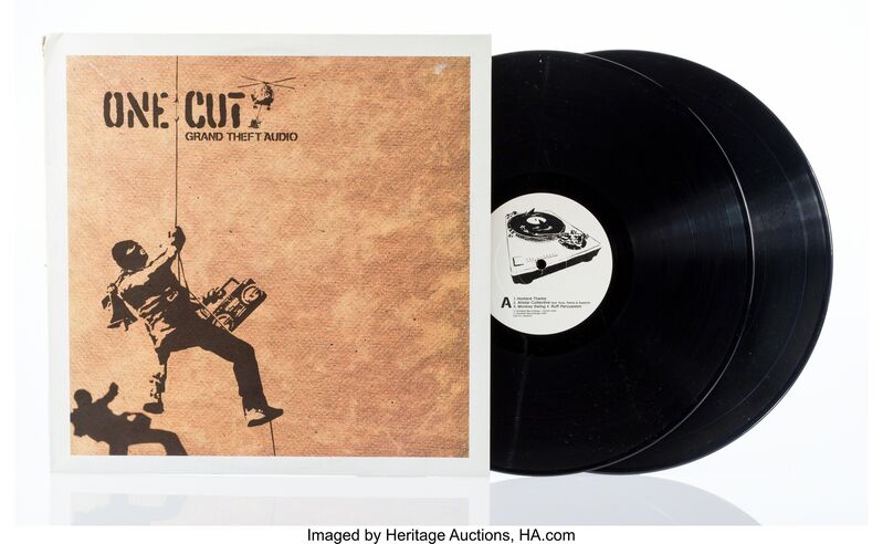 Banksy, ‘OneCut- Grand Theft Audio’, 2000, Print, Offset lithograph on record sleeve with vinyl record, Heritage Auctions