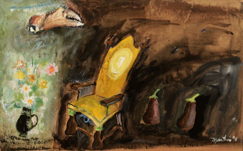 James Martin, ‘Chair & Two Egg Plants’, 1991, Painting, Gouache on paper, Foster/White Gallery