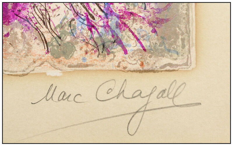 Marc Chagall, ‘Chloe Vetue et Coifee par Cleariste’, 1961, Print, Color Lithograph on Arches Paper, Original Art Broker