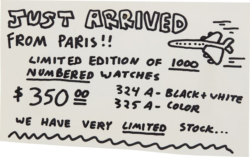 Keith Haring, ‘Pop Shop Signage (Numbered Watches)’, ca. 1986-1993, Drawing, Collage or other Work on Paper, Marker on paper, Phillips