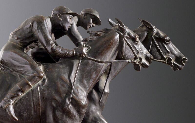Jean Louis Brown, ‘By only a head of a pureblood race colt’, ca. 1900, Sculpture, Bronze, Tazart