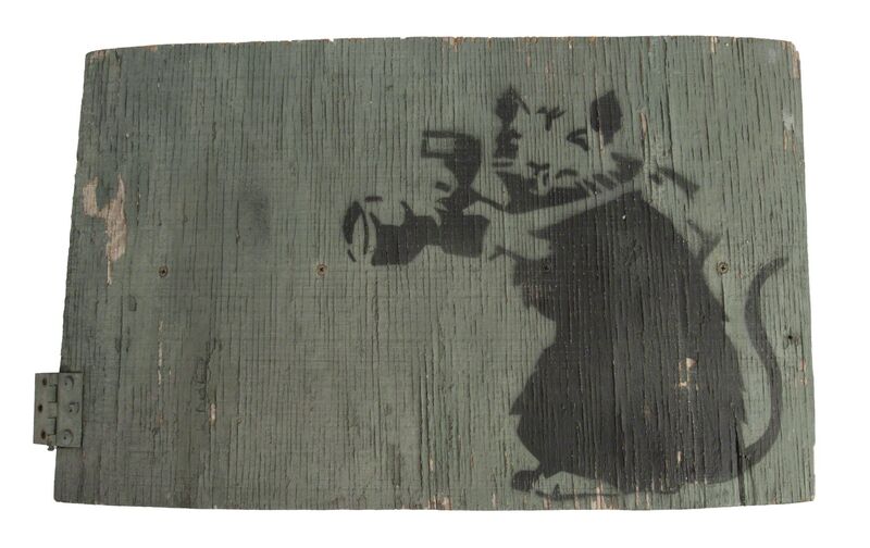 Banksy, ‘Paparazzi Rat’, Painting, Aerosol on wood, Julien's Auctions