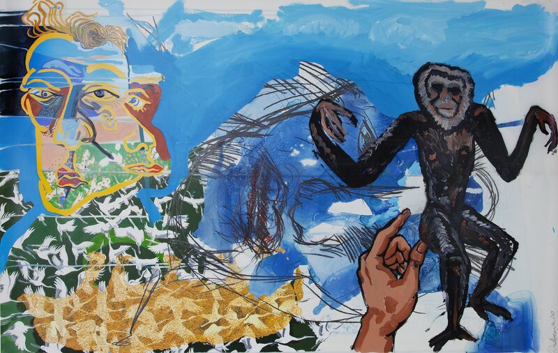 Daniel Heyman, ‘Gibbon with Camel's Hump (Dartmouth)’, 2013, Painting, Oil, gouache, pencil on mylar, Cade Tompkins Projects