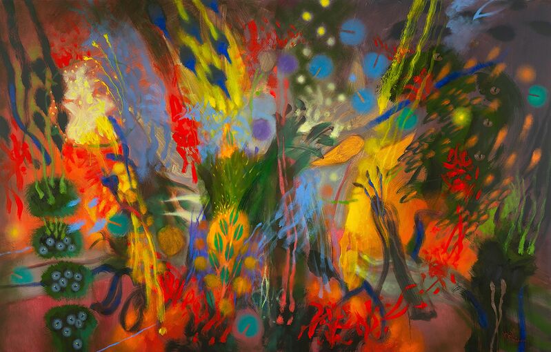 Carlos Jacanamijoy, ‘Amanecer en flor (Sunrise in bloom)’, 2018, Painting, Oil on canvas, MINISTRY OF NOMADS 