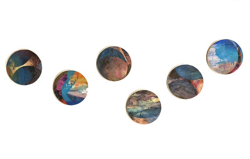 Phyllis Gorsen, ‘Blue Moon Series’, 2019, Painting, Mixed media on round canvases, InLiquid