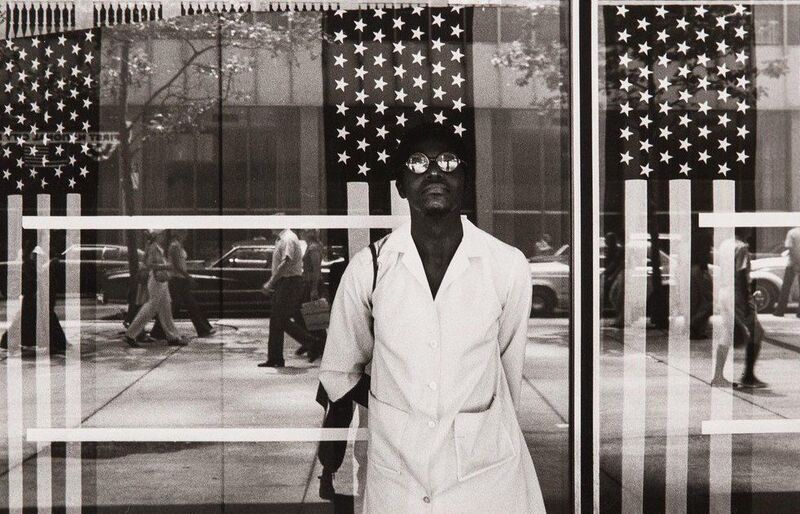 Ming Smith, ‘America Seen Through Stars and Stripes, New York City, NY’, 1976, Photography, Archival pigment print, Jenkins Johnson Gallery