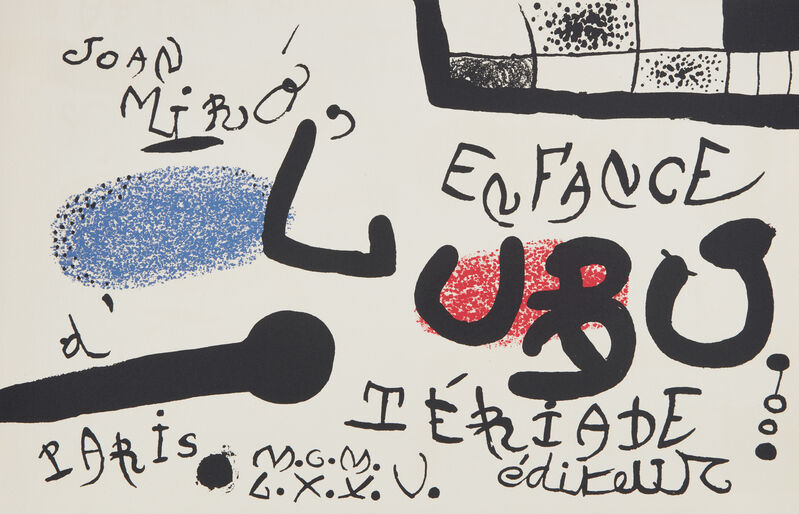 Joan Miró, ‘L'Enfance d'Ubu (Ubu's Childhood): three signed plates’, 1975, Print, Eight lithographs in colors, on Arches paper, with full margins., Phillips