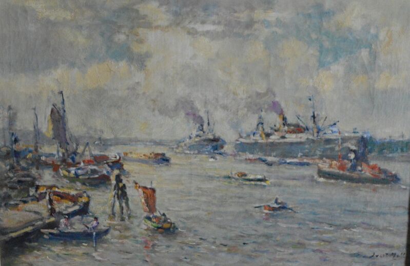 Evert Moll, ‘Rotterdam Harbour’, ca. 1914, Painting, Oil on Canvas, Queen Fine Arts