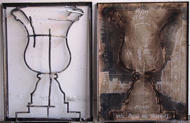 Juan Garaizabal, ‘Wall Pattern Vase des Tuileries, I’, 2016, Sculpture, Steel, cement and wood, Proyecto H Contemporáneo