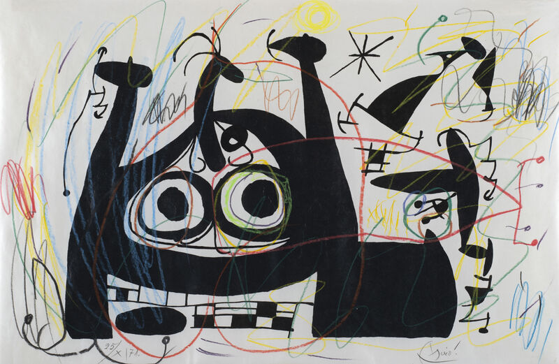 Joan Miró, ‘Le Lézard aux plumes d'or, composition XI’, 1971, Mixed Media, Mixed media and lithograph on parchment (unique piece), Il Ponte