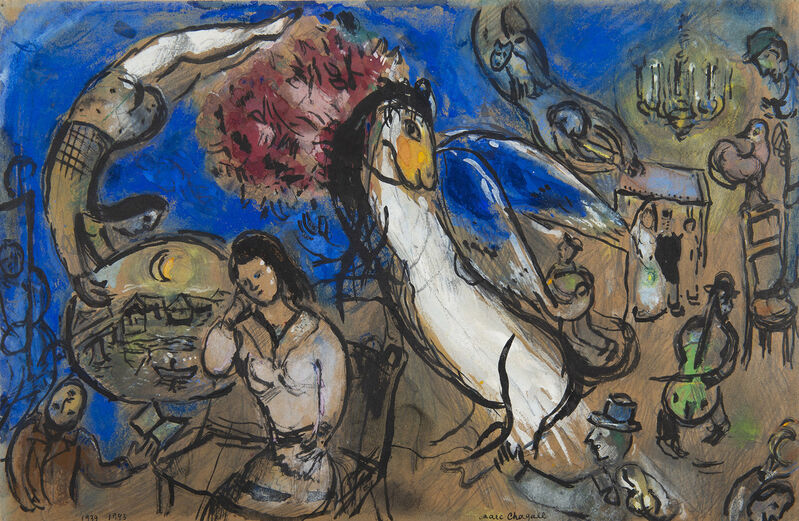 Marc Chagall, ‘Le cheval ailé’, 1939-1943, Drawing, Collage or other Work on Paper, Gouache on paper, HELENE BAILLY GALLERY