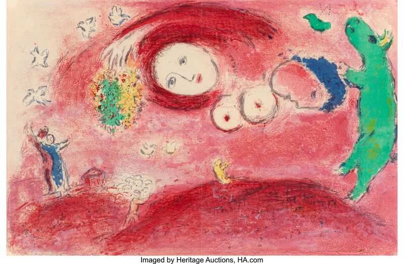 Marc Chagall, ‘Printemps au Pré, pl. 5, from Daphnis and Chloé’, 1961, Print, Lithograph in colors on Arches paper, Heritage Auctions