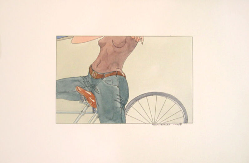Masami Teraoka, ‘Bicycle Woman at Venice Nude Beach’, 1973, Painting, Watercolor on paper, Catharine Clark Gallery
