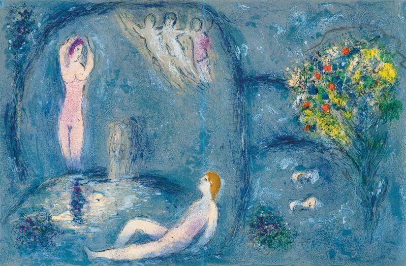 Marc Chagall, ‘La Caverne des Nymphes (from Daphnis et Chloé)’, 1961, Print, Color lithograph on Arches paper, Los Angeles Modern Auctions (LAMA)