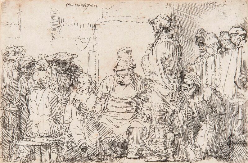 Rembrandt van Rijn, ‘Christ Seated Disputing with the Doctors’, Drawing, Collage or other Work on Paper, Etching on paper, Skinner
