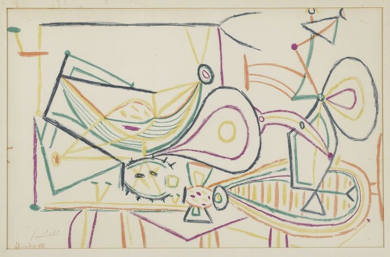 Pablo Picasso, ‘Untitled: Vallauris 7.10.1948’, 1948, Print, Lithograph printed in colors, Sotheby's