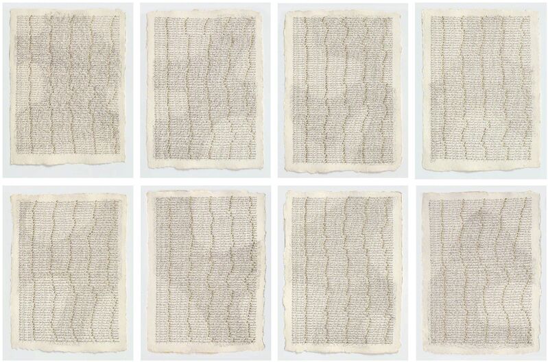 Greta Schödl, ‘Untitled (Zeichen auf Papier - Signs on Paper)’, 1995, Drawing, Collage or other Work on Paper, Ink, gold, foil stamping on 8 sheets of handmade paper, Richard Saltoun