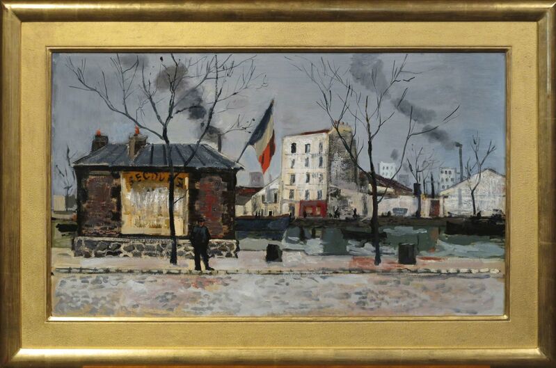 Bernard Lamotte, ‘Along the Canal, Paris, France’, 20th Century, Painting, Oil on board, Vose Galleries