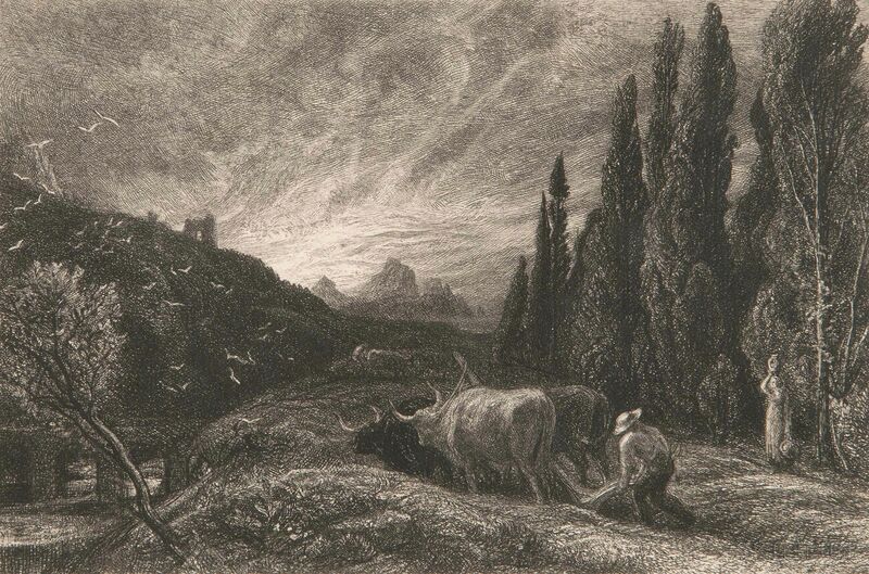 Samuel Palmer, ‘The Early Ploughman’, 1861, Drawing, Collage or other Work on Paper, Etching on laid paper with partial watermark, Skinner