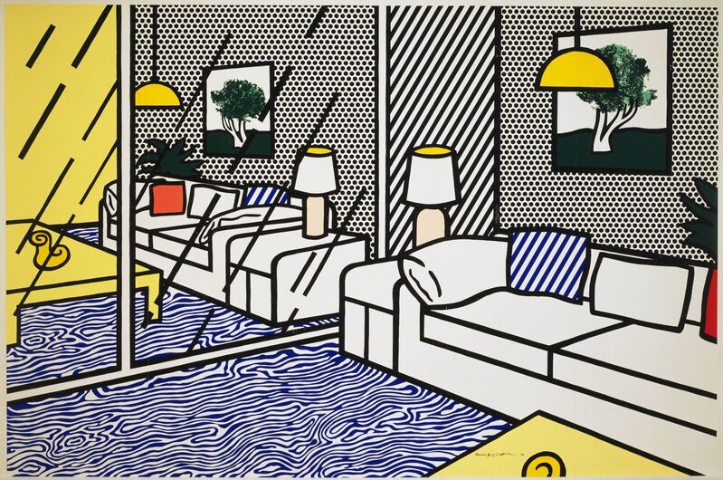 Roy Lichtenstein, ‘Wallpaper with Blue Floor Interior’, 1992, Print, 5 panel, 9 color screenprint, Gemini G.E.L.