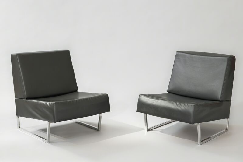 Pierre Guariche, ‘Pair of low chairs FG2 - Courchevel’, 1959/1960, Design/Decorative Art, Chromed metal, foam and vinyl, Galerie Pascal Cuisinier