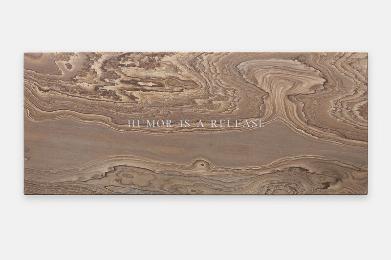 Jenny Holzer, ‘Humor is a release’, 2019, Sculpture, Oak Stone bench, Sprüth Magers