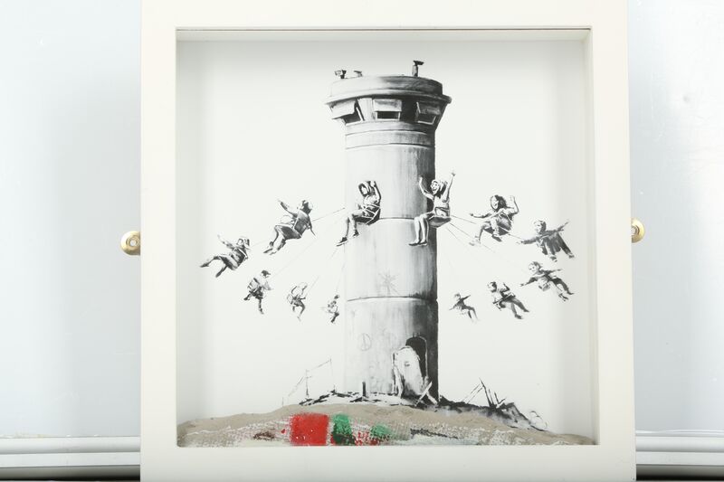 Banksy, ‘Walled Off Hotel’, Ephemera or Merchandise, Box set with keyring and four postcards fine-art print with concrete base, Chiswick Auctions