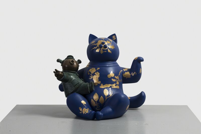 Jiang Shuo 蒋朔, ‘Blue Cat - Land and River 蓝猫 - 陆地与河流 ’, 2018, Sculpture, Bronze, gold leaf and lacquer 青铜，金箔，大漆, Linda Gallery
