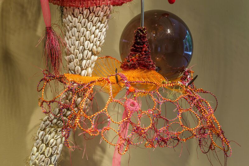 Rina Banerjee, ‘Mangroves of Alien and Native froze and foamed, rose and rose, opened and closed and one in all grew calm who knew’, 2014, Sculpture, Steel, plastic, nylon, light bulb, shell wire, cotton thread, feather, Ota Fine Arts