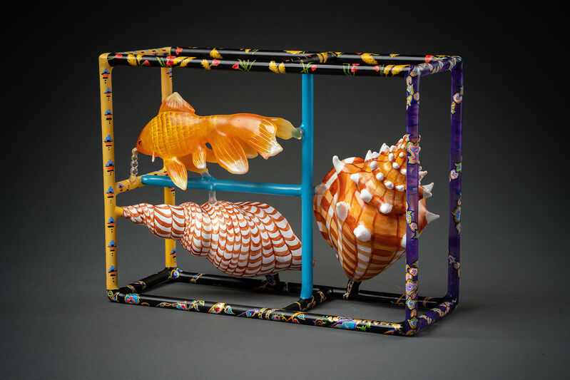 Ginny Ruffner, ‘Neptune’s Bento Box’, 2020, Sculpture, Lampworked glass and mixed media, HABATAT