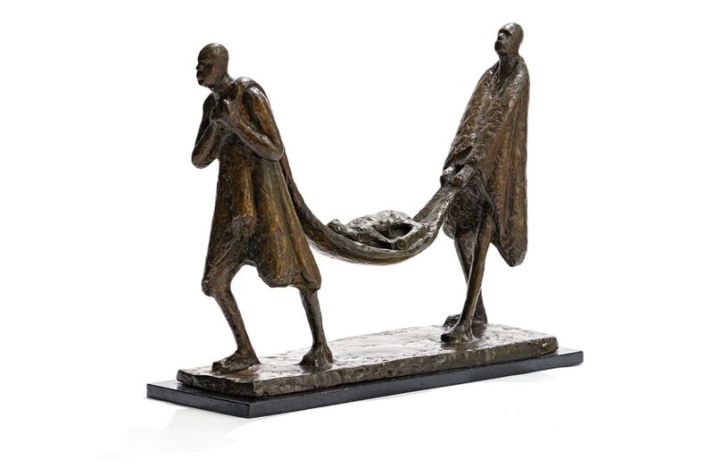 Gerard de Leeuw, ‘Die Siek Kalfie/The Sick Calf’, 1977, Sculpture, Bronze on a wooden base, Strauss & Co