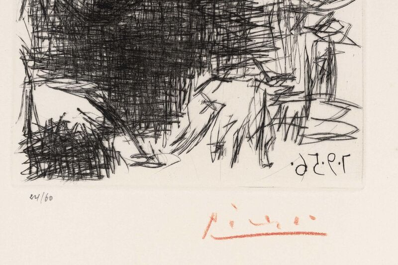 Pablo Picasso, ‘Max Jacob Writing (B. 803; Cramer Books 78)’, 1956, Print, Drypoint on Rives BFK paper, Doyle
